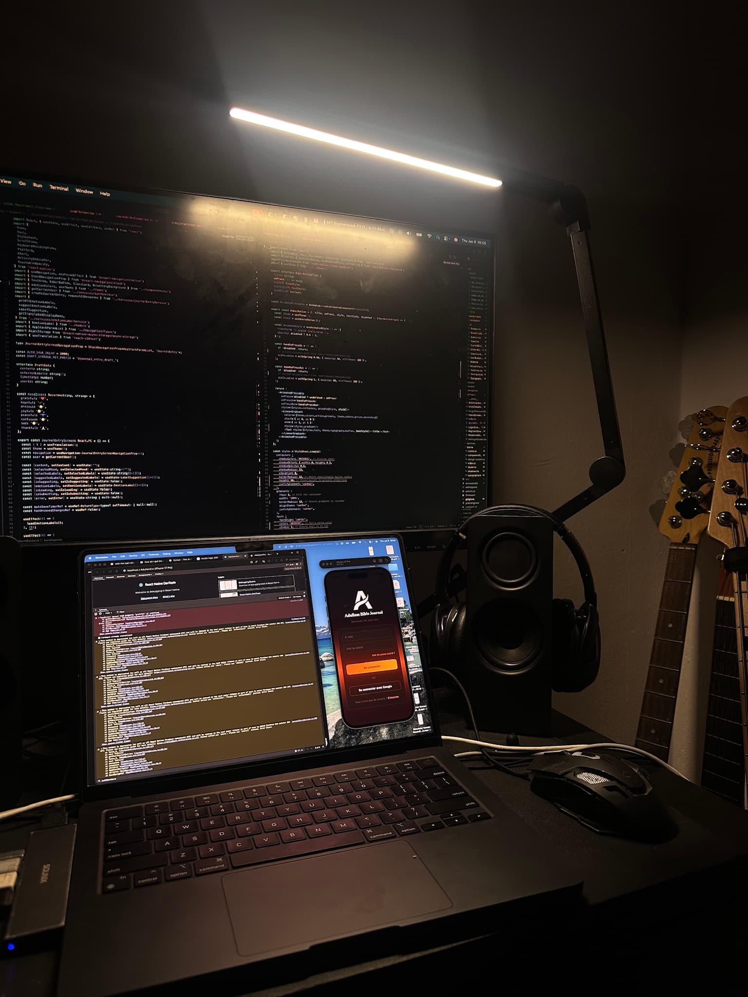 Adullam mobile app interface showing Bible journal entries and AI-powered insights
